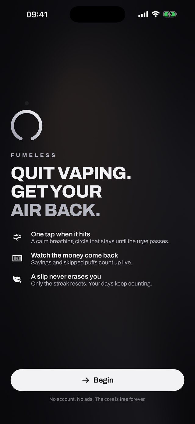 Fumeless welcome screen